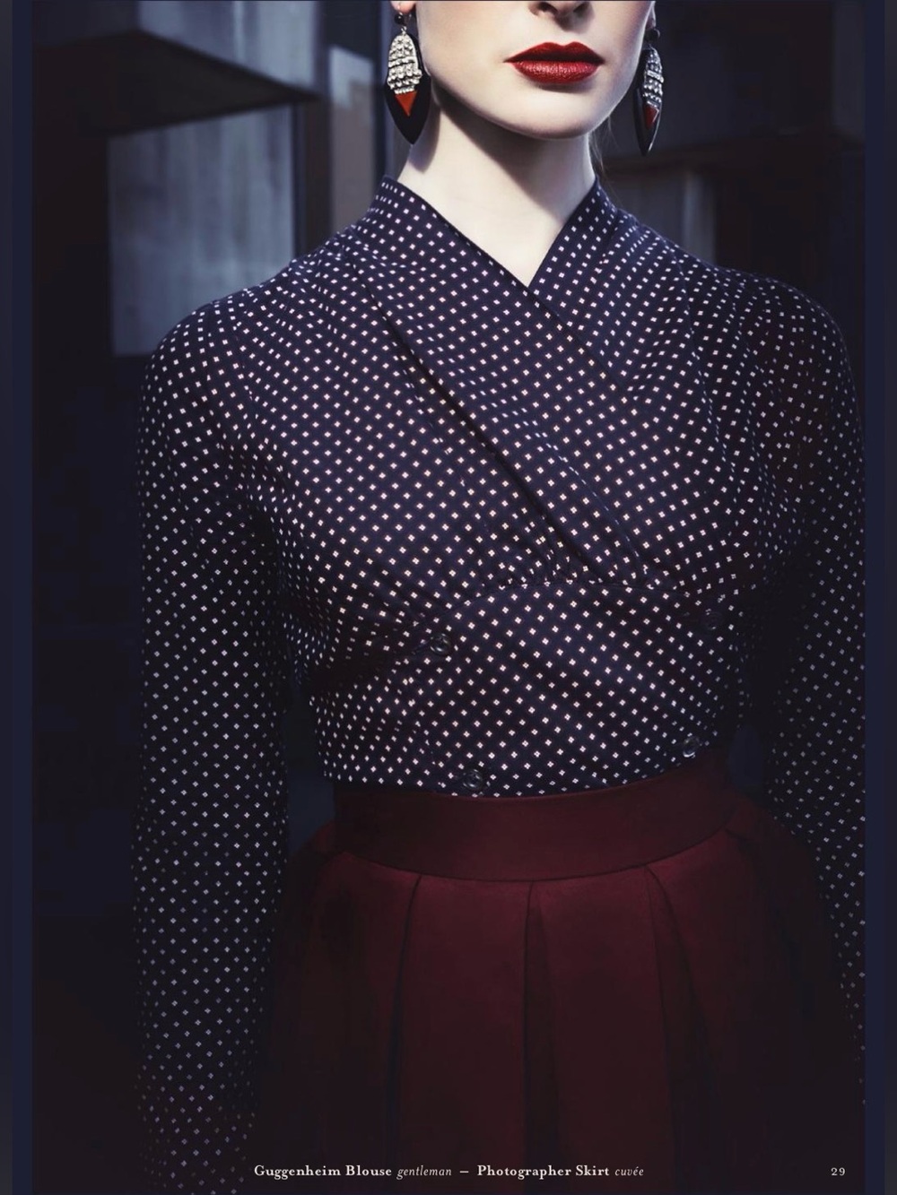 EUC Lena Hoschek Double Breasted Long Sleeve Guggenheim Blouse in Navy - Size M
